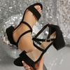 New Fashionable Versatile Women's Thick Heel One-word Buckle High Heels Ish Temperament Sandals Women