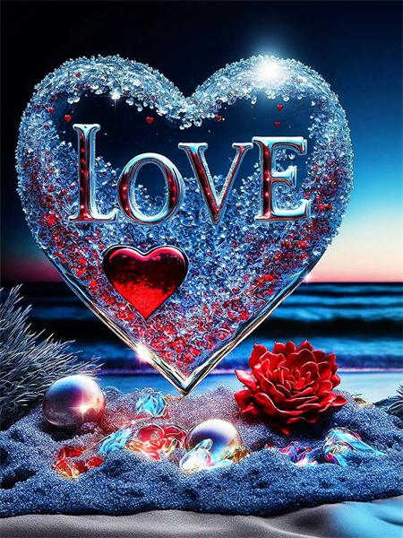 5d Алмазная картина Новое сердце Красная роза Домашний декор Вышивка Приморский цветок Пейзаж Полный квадрат/круглая наклейка на стену