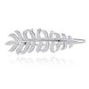 Elegant Feather Design Hair Clip Cubic Zirconia Full Paved 925 Silver Hairpin Daily Hair Accessories