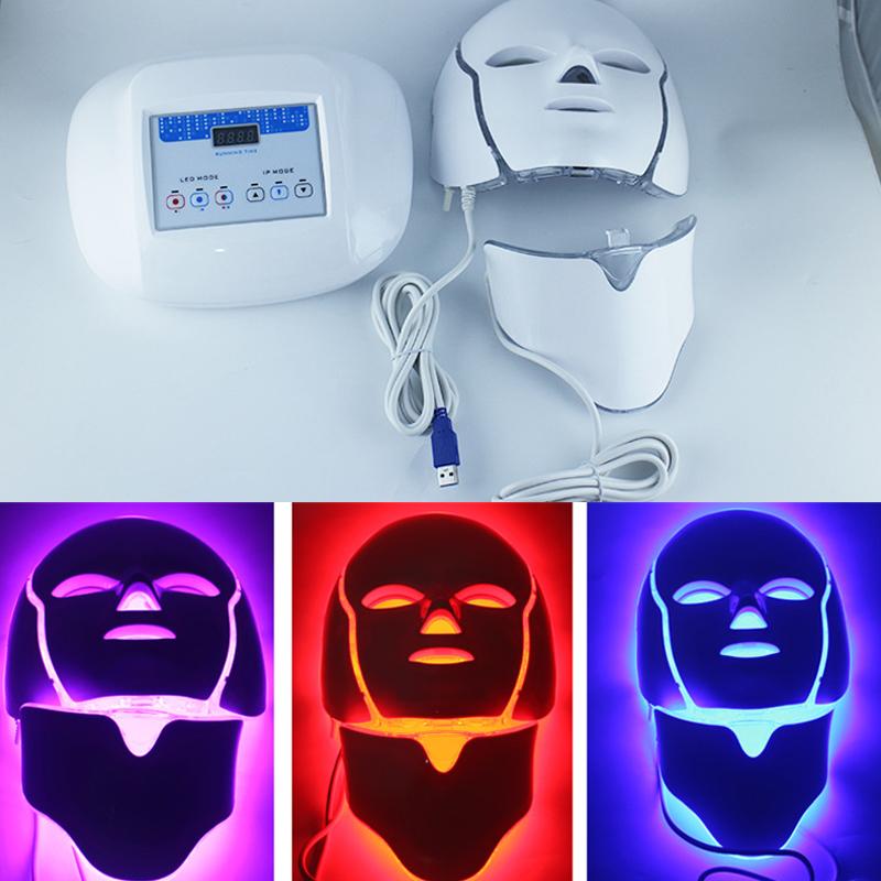 DARSONVAL 3 Colors LED Facial Neck Mask Facial Led Phototherapy Photon Phototherapy Equipment Whitening Wrinkles Acne Beautiful