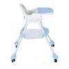 Складной детский стульчик с двойным подносом, бесшумные колеса, регулируемая высота для кормления, экономящая место