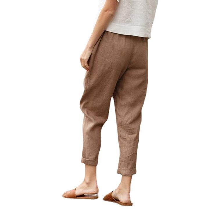 YYFS Женские модные повседневные однотонные принты больших размеров, свободные повседневные брюки со средней талией, брюки и капри