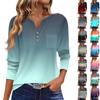 Women's T Shirt Tee Button Long Sleeve Daily Weekend Fashion Basic V- Neck Regular Top With Pocket