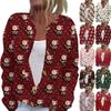 Women's Fashion Christmas Printed Long Sleeve Knitted Cardigan Button Down Jacket