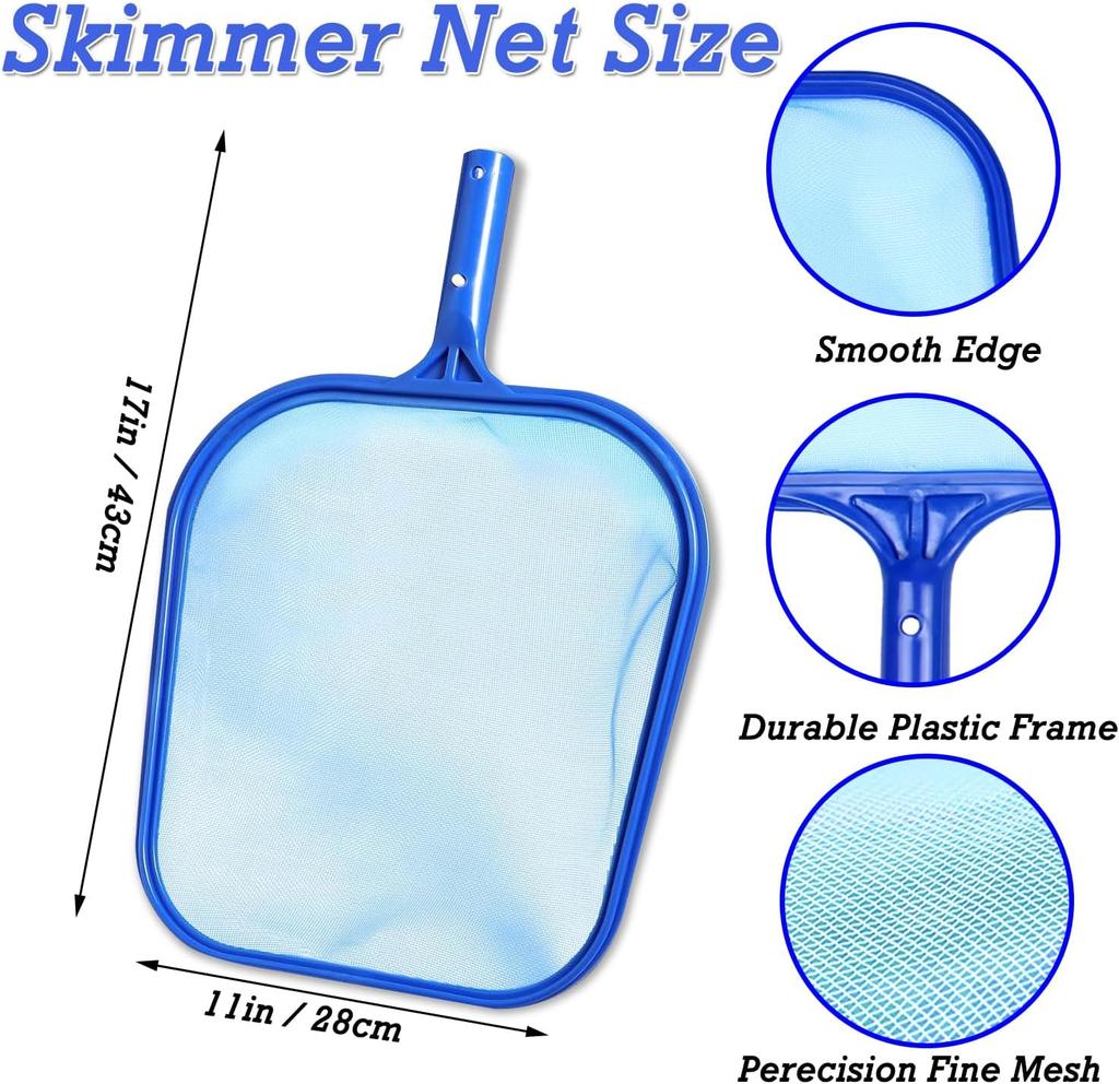 Pool Skimmer Net: 183cm Fine Mesh Rake with Detachable 4-Section Aluminum Pole - Quick Debris Cleaning for Swimming Pools, Hot Tubs, Spas