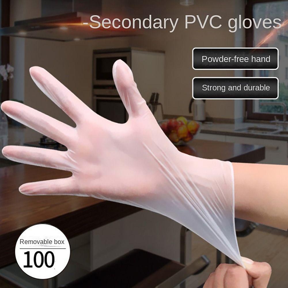 100Pcs Transparent Disposable Gloves S/M/L/XL Latex Free Gloves Durable Cleaning Gloves  Household