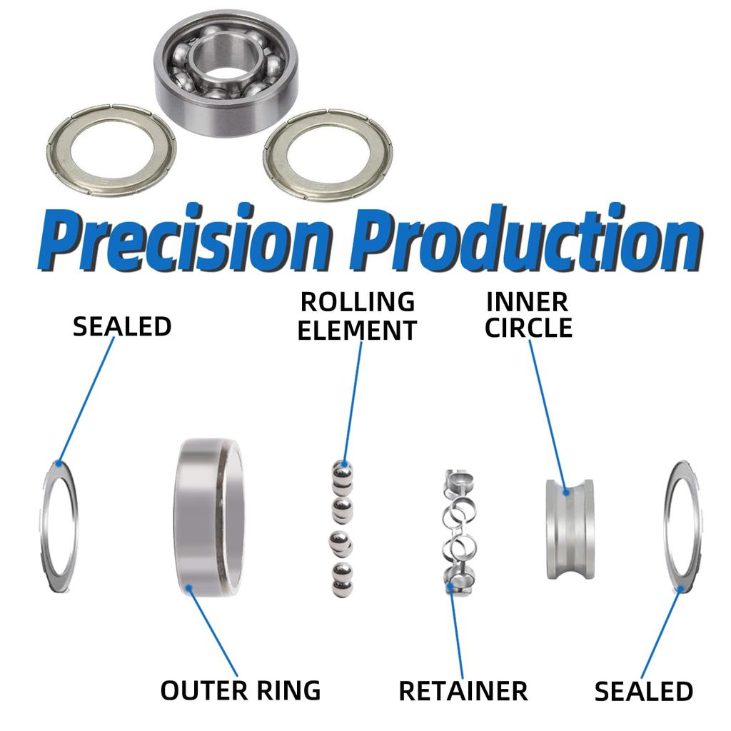 10Pcs 608 ZZ 608RS Ball Bearings 608ZZ Metal Double Shielded Miniature Deep Groove Skateboard Ball Bearings 8mm X 22mm X 7mm