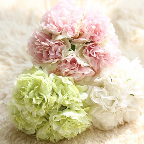 5 глав искусственный пион поддельные цветы свадебный букет свадебный декор гортензии