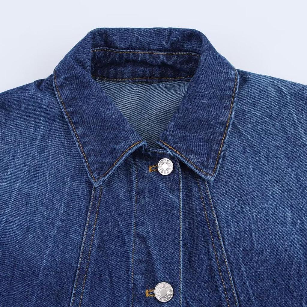 Весна 2025 Женская джинсовая куртка-рубашка европейского и американского стиля с длинными брюками