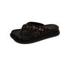 Summer Breathable Rivet Square Head Muffin Heightened Leopard Print Black Clip Toes Thick Bottom Canvas Flip-Flops Cool Slippers Women