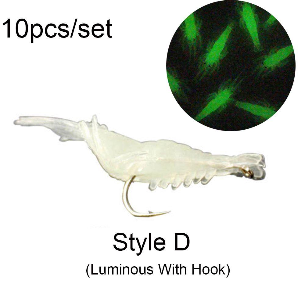 10Pcs New Soft Biomimetic Sea Fishing Prawn Lure Hook Worm Silicone Shrimp Fake Bait