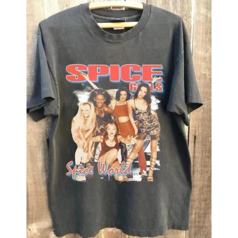 Retro Spice Girls Tshirt s Pop Band Concert Tshirt Summer New Unisex Casual Fashion Cotton Tshirt