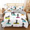 Cartoon Sausage Dog Pattern Down Bedcover Pillowcase 3D Cute Animal Bedding Set 2/3 Twin Queen Large Bedroom Cover