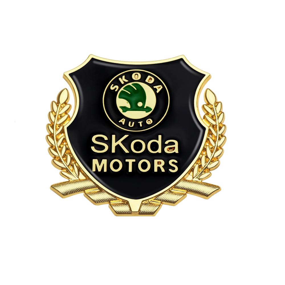 AAAJJ1 1/2Pcs 3D Metal Car Body Window Sticker Auto Decor Accessorie For Skoda Kodiaq Octavia Enyaq Kamiq Scala Rapid Superb Karoq Yeti