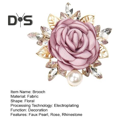 Женская брошь 3D Rose Leaf Искусственный жемчуг Стразы Лацкан Воротник Булавка Сумка Шарф Шляпа Украшение Брошь Выпускной Вечеринка Ювелирные изделия
