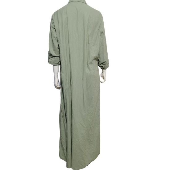 Летнее платье-макси с воротником и длинными рукавами. Кардиган OL. Однобортный однобортный свободный цвет. Повседневная одежда с отложным воротником.