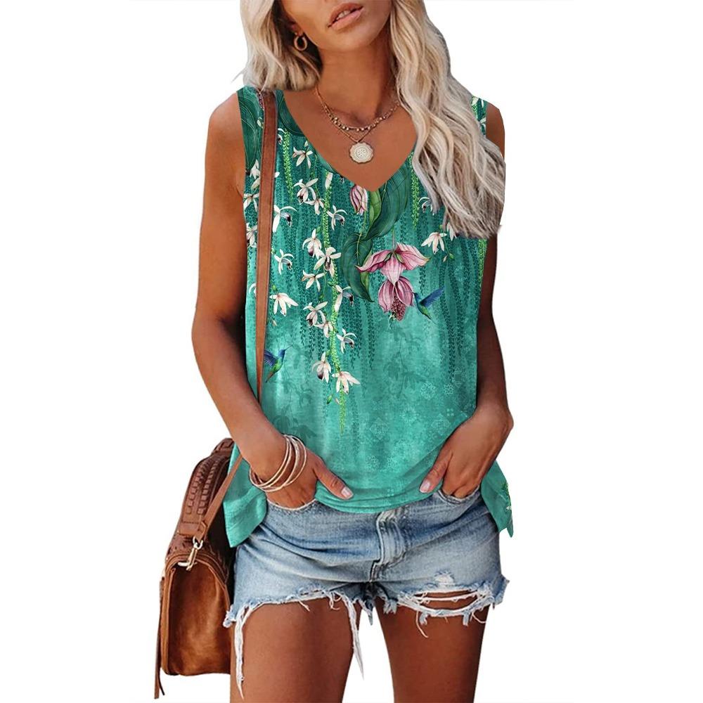 Цветочные 3D-принтованные майки с цветочным принтом для женщин, модные жилеты без рукавов с V-образным вырезом, женские летние уличные майки, одежда для девочек в стиле Харадзюку