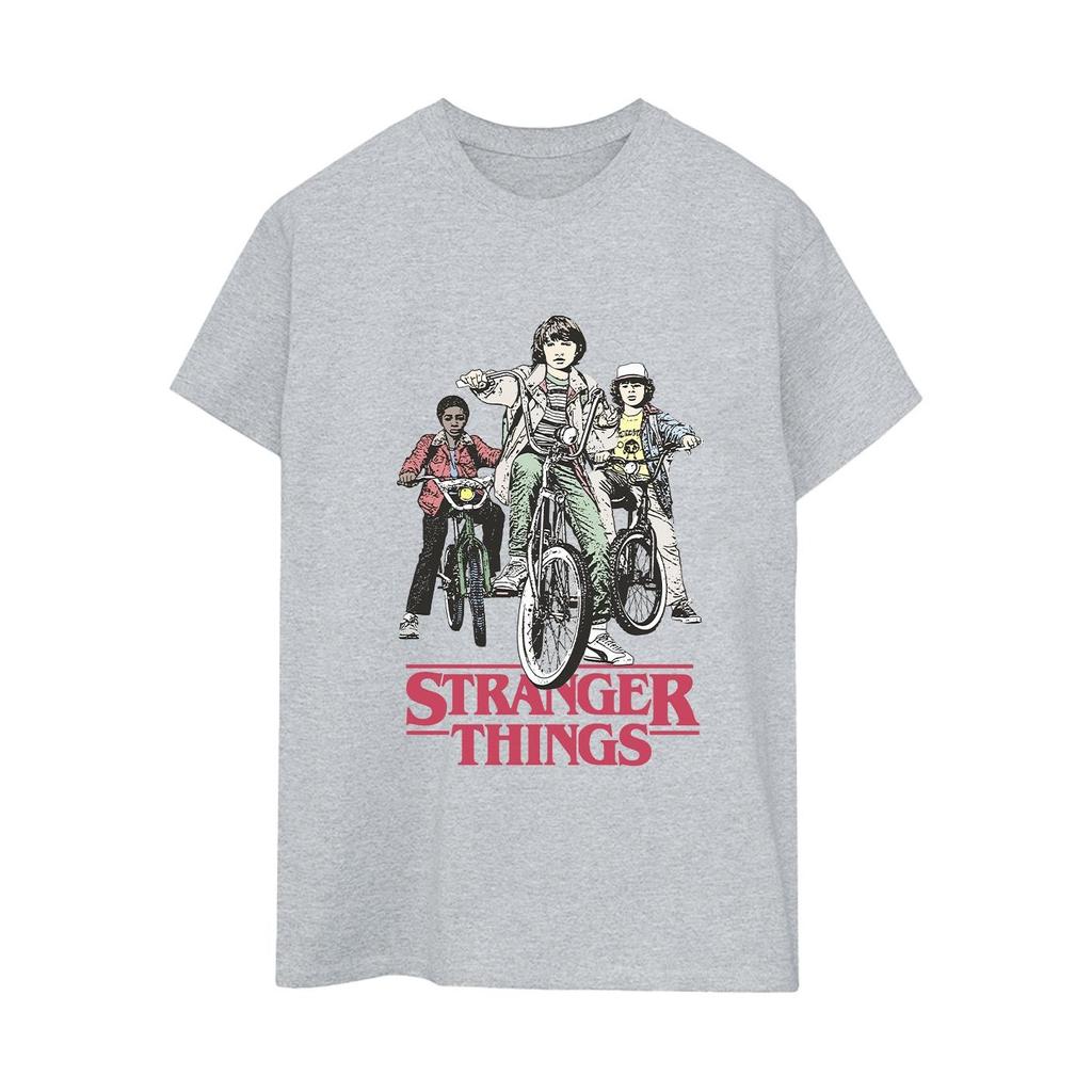 Женская/женская футболка Netflix «Очень странные дела» в стиле ретро с байкерской хлопковой футболкой-бойфрендом