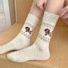 Female Spring and Autumn Lovely Embroidered Cartoon Tube Cotton Socks