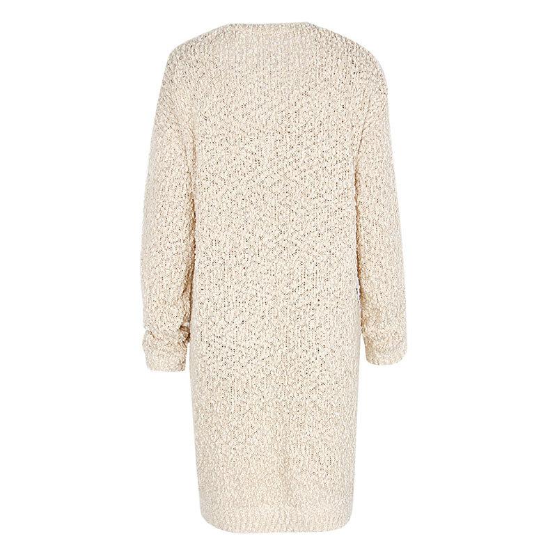 Women's Autumn/winter Knit Solid Color Granular Fleece Double-pocket Sweater