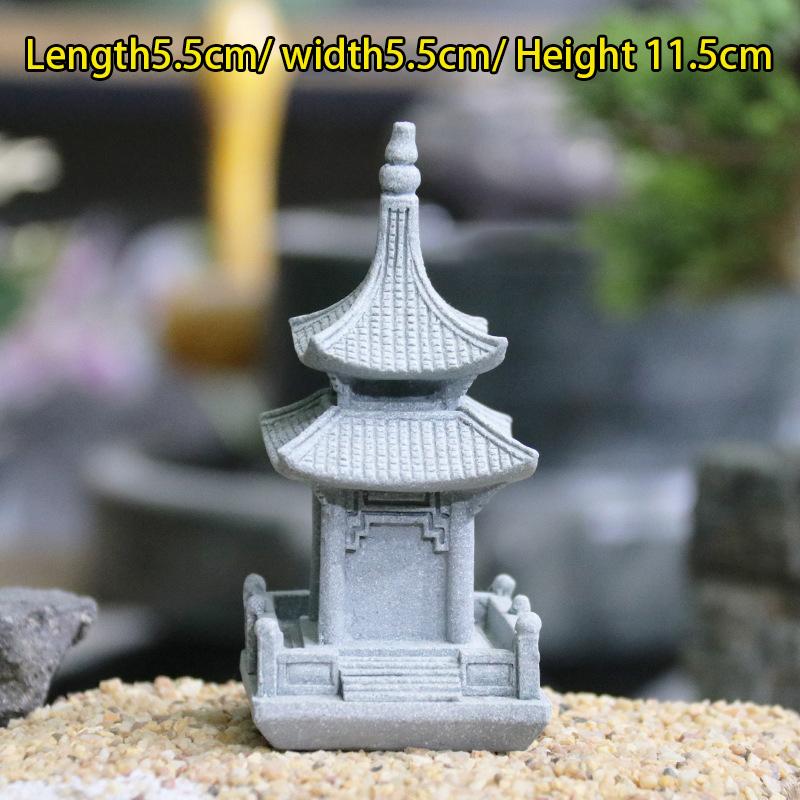 Ретро беседка китайская башня фонари мини пагода модель китайский дзен мини фэншуй миниатюрная статуэтка песчаник домашний сад декор