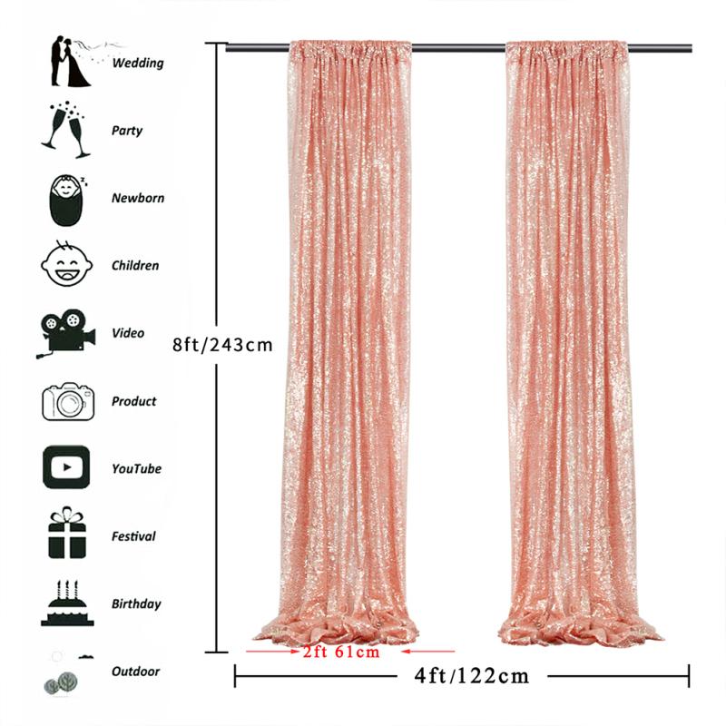 CANXING 2 шт. 61 см * 243 см занавеска с блестками для свадьбы, дня рождения, Хэллоуина, вечерние украшения, фотография вживую