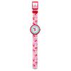 SWATCH Children's Garden Adventure Series Quartz Movement Pink Cherry Children's Swiss Watch 31.8mm Green Dial Plastic Case Fabric Strap ZFPNP057