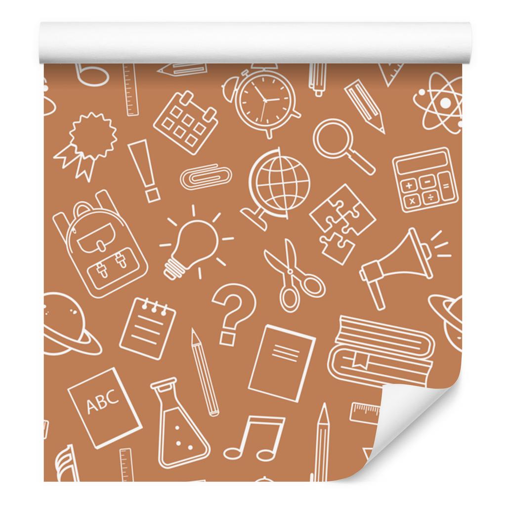 Wallpaper School Supplies Orange and Peach 50x1000