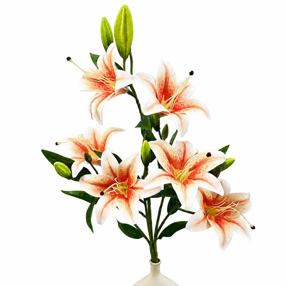 Multicolor Simulation Flower Green Leaves Faux Flower Artificial Lily Flowers Party Supplies