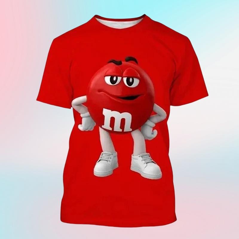 Мужские футболки с 3D-принтом M&m's Chocolate Beans, круглый вырез, короткий рукав, модные, хип-хоп, оверсайз, Харадзюку, Y2K, унисекс