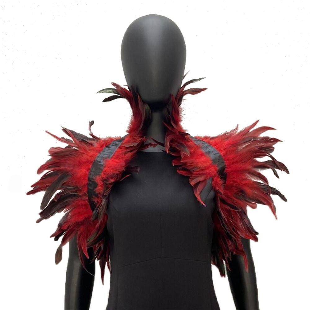 Punk Feather Shawl Natural Feather Fake Collar Luxury Feather Shoulder Cape  Cosplay