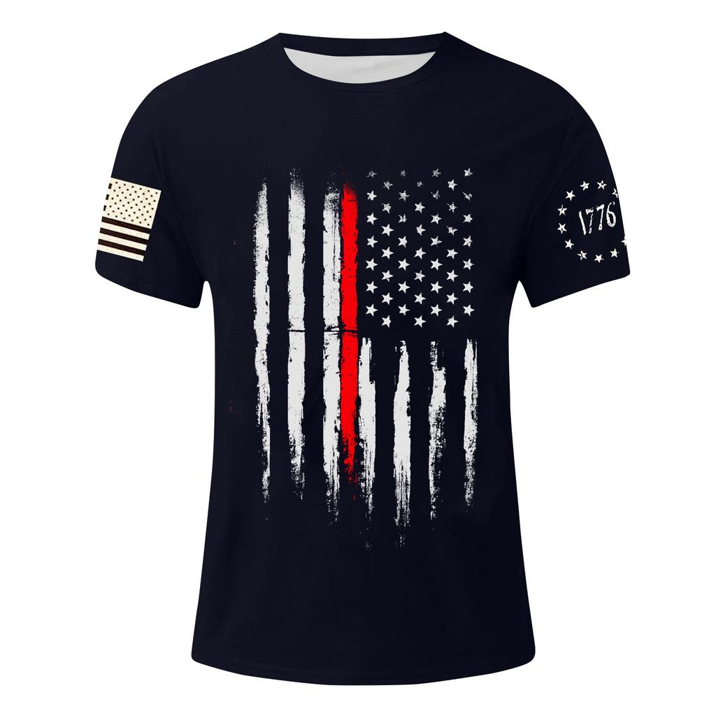 Men's Independence Day Printed T-Shirt Men's Loose Casual Short Sleeve Top