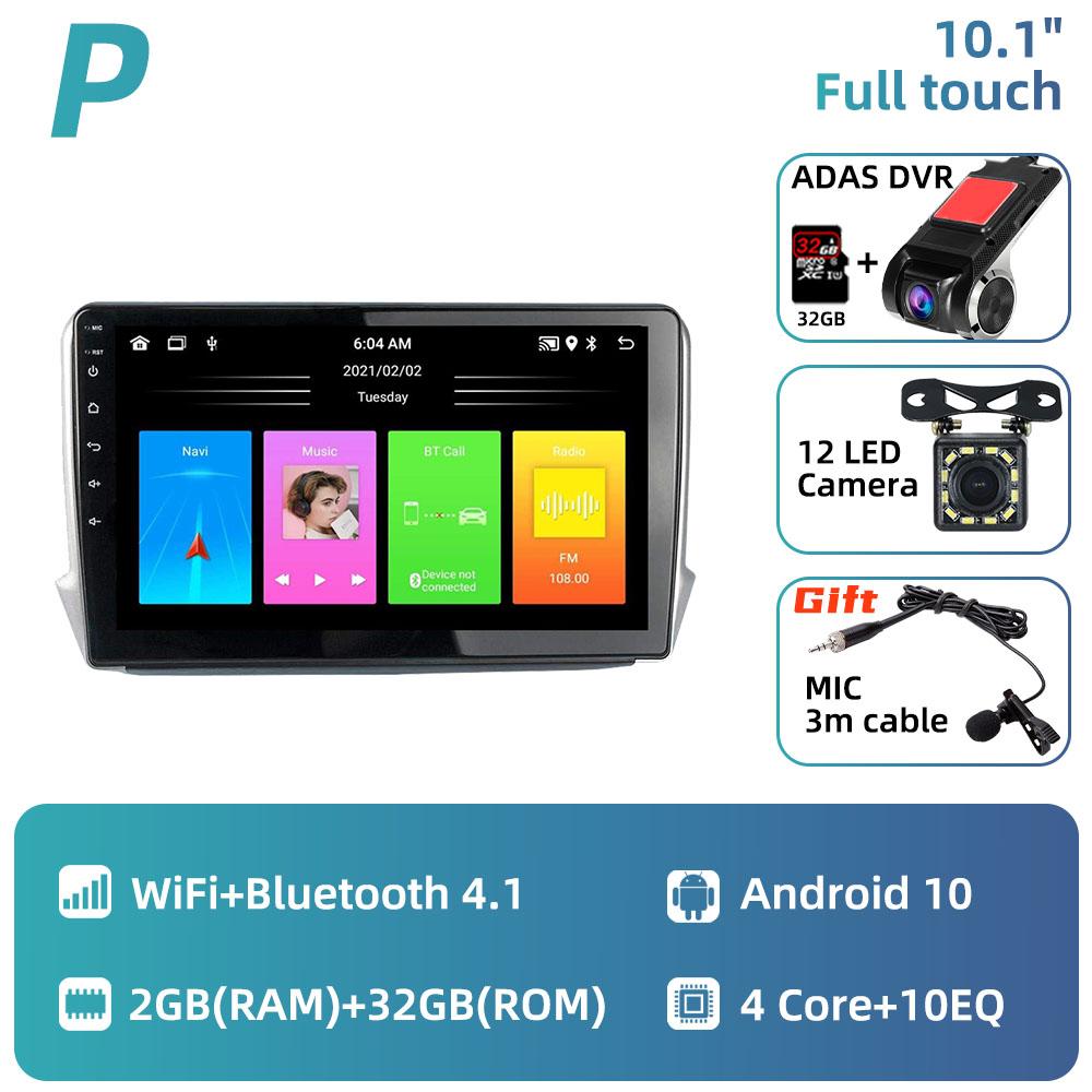 Для Peugeot 2008 208 2012-2018 Автомобильное радио 10,1-дюймовый экран Мультимедиа Навигация Головное устройство GPS Авто Аудиоплеер 2 Din Android Стерео
