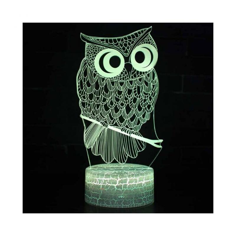 Touch Switch Table Desk Lamp Kid Fashion 3D Owl LED Night Light Bedroom Decor Xmas Gifts