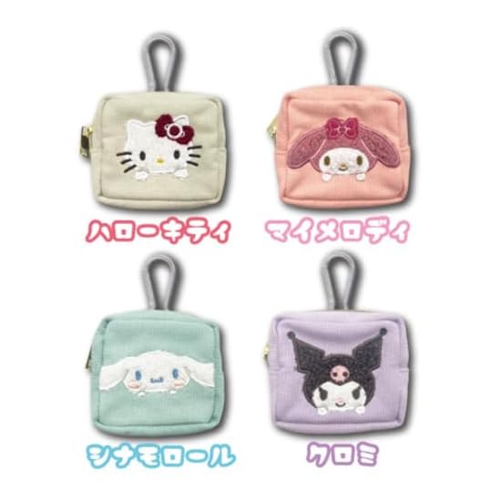 Hatakeyama Shoji Sanrio Mini Pouch with Carabiner, 3D Appliqué Embroidery, Character Accessory Case,