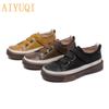 Women's Vulcanized Shoes Flat New Genuine Leather Women's Sneakers Retro Large Size  Fashion Girl Student Shoes