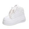 2024 Spring/Autumn Korean Platform Round-Toe White Shoes: Thick-Soled, Height-Boosting, Casual & Versatile