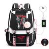 Trend Printing Student Casual Schoolbag Contrasting Color Neutral USB Backpack