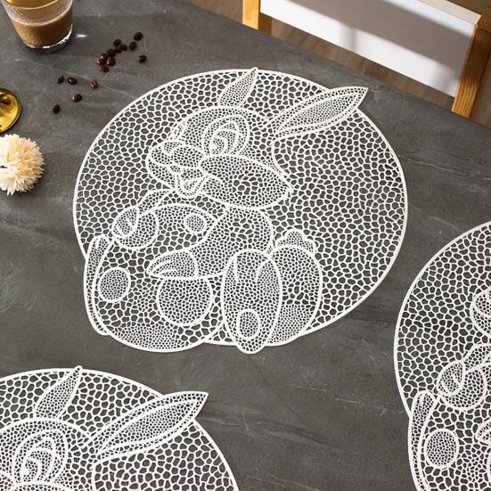 Подставка под тарелку Теплоизоляция ПВХ Подставка для столовых приборов Стиль кролика Подставка под обеденную тарелку Полый дизайн Подставка под обеденную тарелку