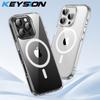 KEYSION Прозрачный чехол MagSafe для iPhone 16 Pro Max Silicone+PC Противоударный прозрачный чехол для задней панели телефона для iPhone16 15 Pro Max