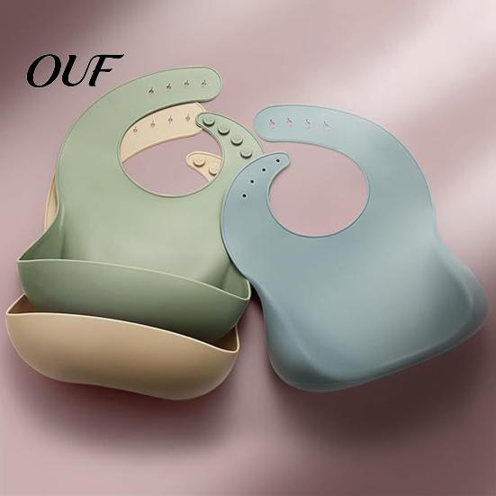 Comfortable Bibs for Sensitive Skin Silicone Baby Bib, Waterproof Soft Adjustable Feeding Durable 6 Months to 3 Years Large Pocket Food Catch