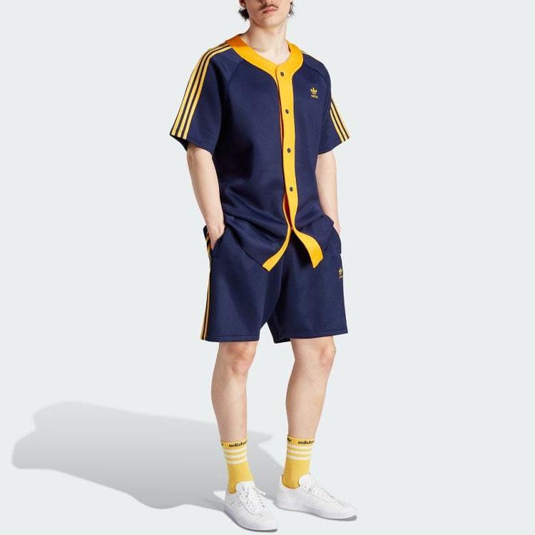 Adidas Мужская рубашка с коротким рукавом Originals Three Stripes Color Block Logo, темно-синяя IM4458