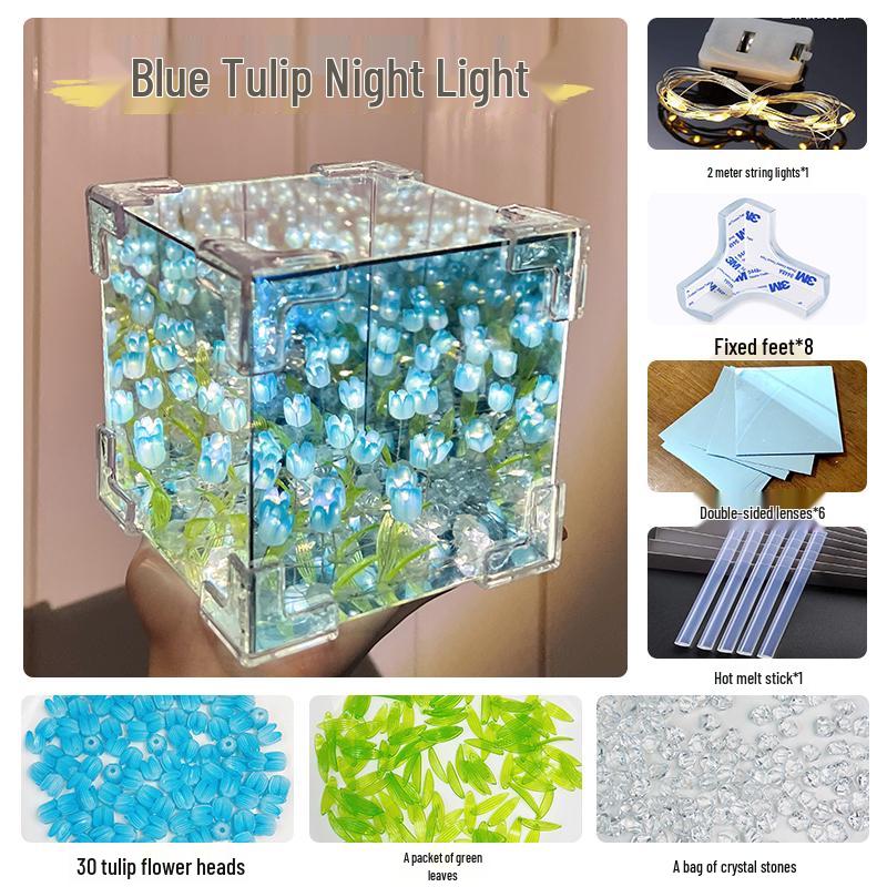 Подарок Валентина: Ночник-тюльпан ручной работы, кубик Рубика - Идеальный подарок на день рождения для девушки