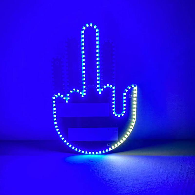 Светодиодный автомобильный светильник со средним пальцем, светодиодный автомобильный ручной светодиодный автомобильный палец вверх, подари любовь, птица, волна, дорожные знаки ярости, автомобильный светодиодный стикер с пультом дистанционного управления