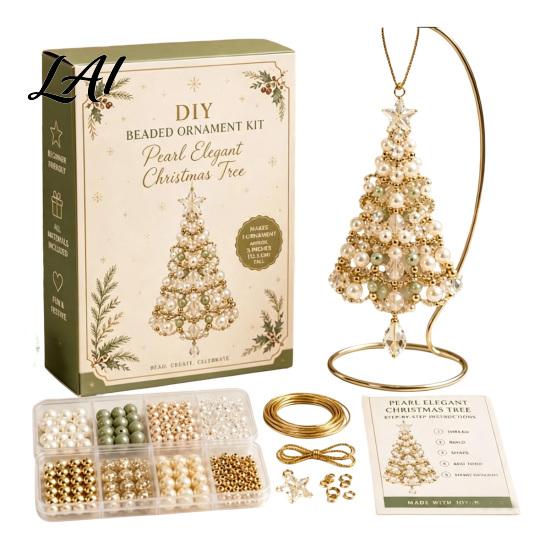 Plastic Bead Ornament Supplies DIY Christmas Tree Beaded Kit 3D Craft Set Beading Projects for Teens Making Beginner Friendly with Step-by-Step