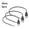 5pcs 30CM 5V USB 2.0 2 Pin 2 Wire Diy Usb Male Jack Connector Cable Power Charge Extension Wire Cord Adapter