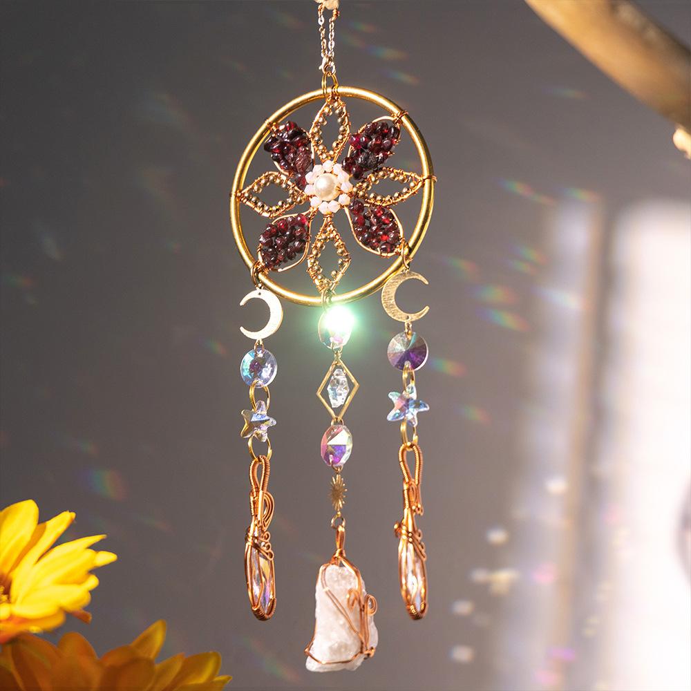 Crystal Wind Chime Suncatcher Bedroom Balcony Patio Sun Moon Prism Pendant Good Home Hanging Prisma Garden Art Decorations