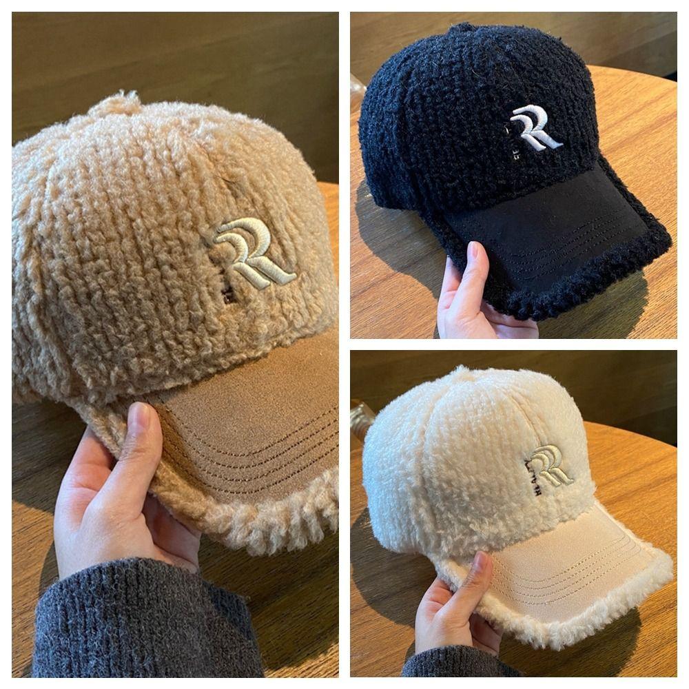 Вышитая зимняя бейсболка с надписью Double R, плюшевая кепка с козырьком, модная шерстяная шапка для отдыха на природе