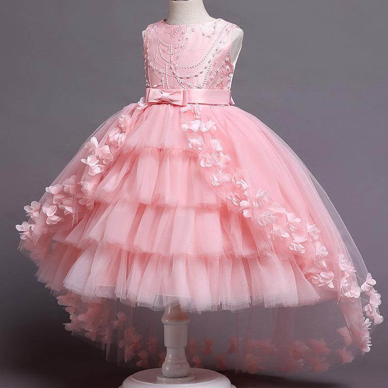 Children Girls Lace Princess Dress Elegant Trailing Birthday Dress Baby Girls Christmas Clothes