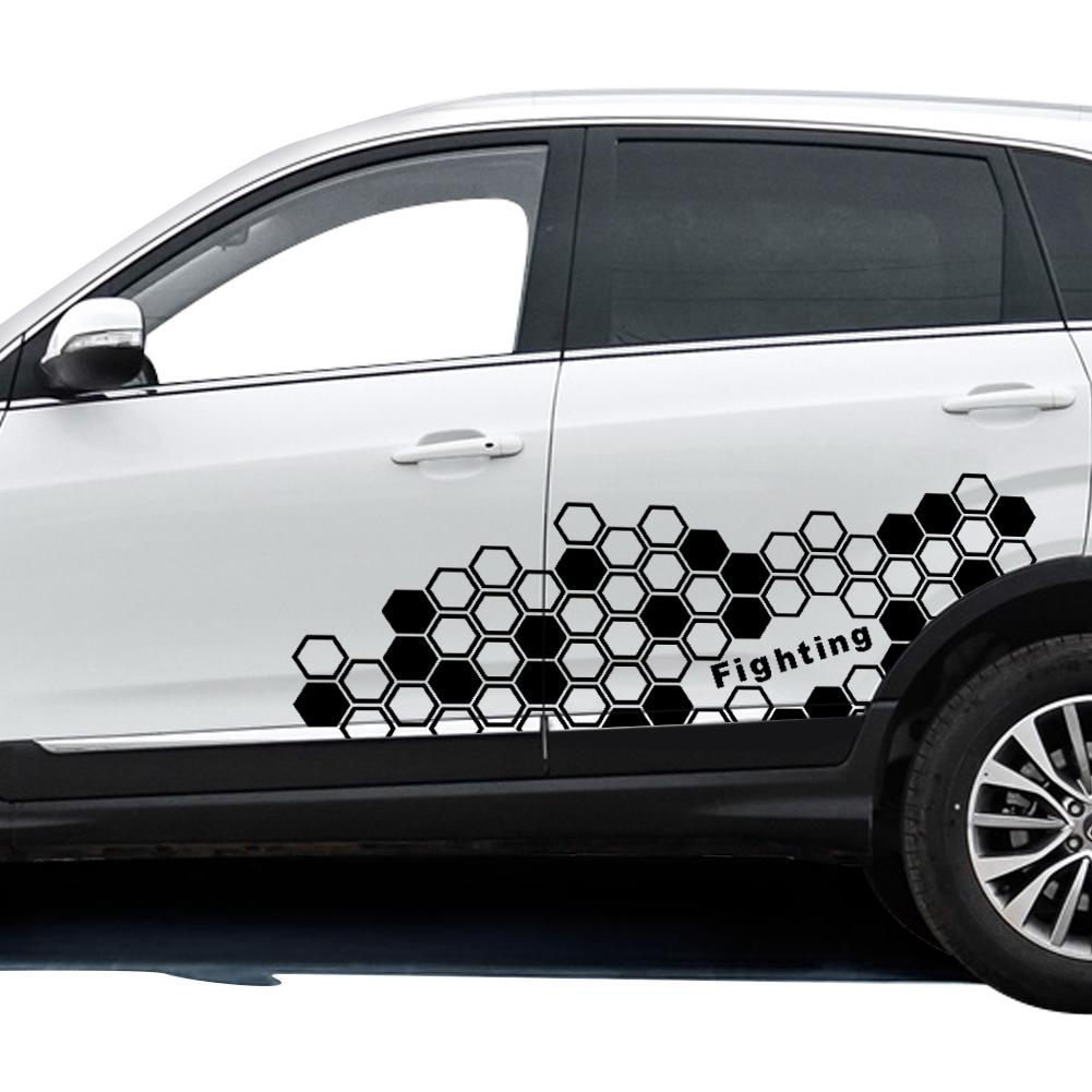 2 шт. наклейки на боковые поверхности кузова автомобиля, сотовая графика, боковые наклейки для талии двери, виниловые наклейки из ПВХ, декоративная картинка